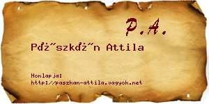 Pászkán Attila névjegykártya